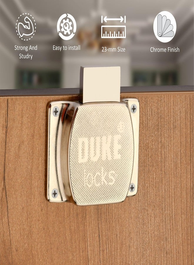 دوق قفل خزانة DUKE بمفاتيح نحاسية فائقة، 23 مم، طلاء كروم، قوي ومتين، MP-51 | عبوة من 10 قطع | - Image 2